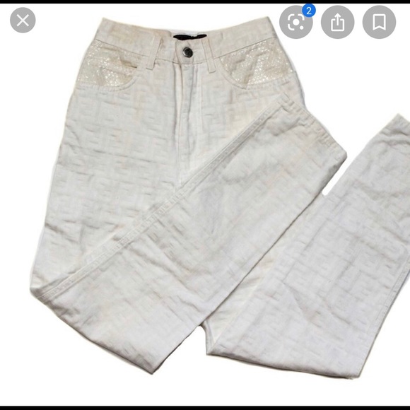 ISO Fendi Zucca Jeans pants White cream beige - Picture 3 of 3